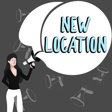 Text caption presenting New Location. Business showcase Get located on a new Illustrazione stock