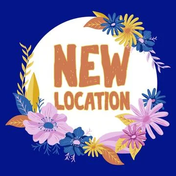 Text caption presenting New Location. Conceptual photo Get located on a new Stock Illustration