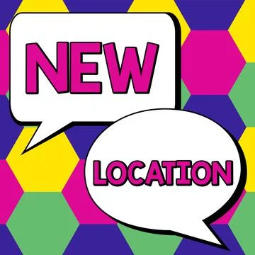 Text caption presenting New Location. Word Written on Get located on a new place Stock Illustration
