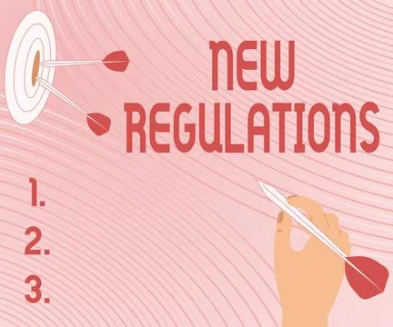 Text caption presenting New Regulations. Business concept Regulation controlling Illustrazione stock