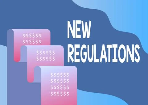 Text caption presenting New Regulations. Business idea Regulation controlling Stock-Illustration