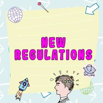 Text caption presenting New Regulations. Business concept Regulation controlling 스톡 일러스트