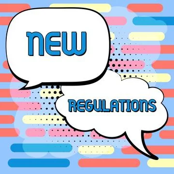 Text caption presenting New Regulations. Business concept Regulation controlling Illustrazione stock