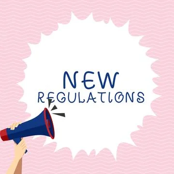Text caption presenting New Regulations. Business approach Regulation Illustrazione stock