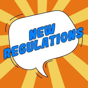 Text caption presenting New Regulations. Business idea Regulation controlling Illustrazione stock