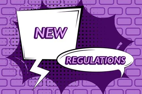 Text caption presenting New RegulationsRegulation controlling the activity Stock Illustration