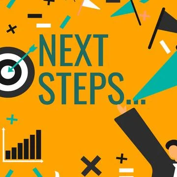 Text caption presenting Next Steps . Business showcase numper of process going Stock Illustration