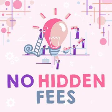 Text caption presenting No Hidden Fees. Business overview without or zero bank Stock Illustration