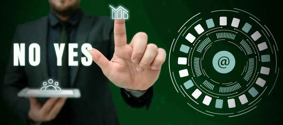 Text caption presenting No Yes. Business concept Answering question using these Stock Photos