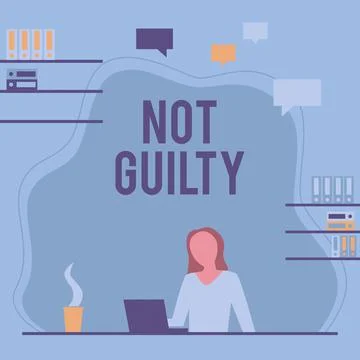 Text caption presenting Not Guilty. Business idea someone is innocent didnt Stock-Illustration