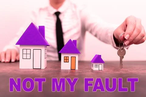 Text caption presenting Not My Fault. Concept meaning To make excuses to avoid Foto stock