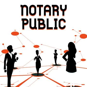 Text caption presenting Notary Public. Concept meaning Legality Documentation Stock Illustration