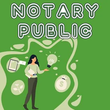 Text caption presenting Notary Public. Concept meaning Legality Documentation Stock Illustration