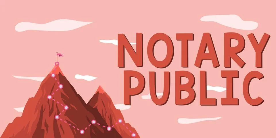 Text caption presenting Notary Public. Business overview Legality Documentation Stock Illustration