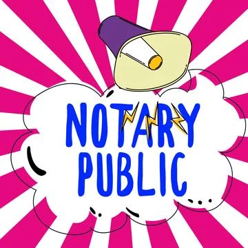 Text caption presenting Notary Public. Business overview Legality Documentation Stock Illustration