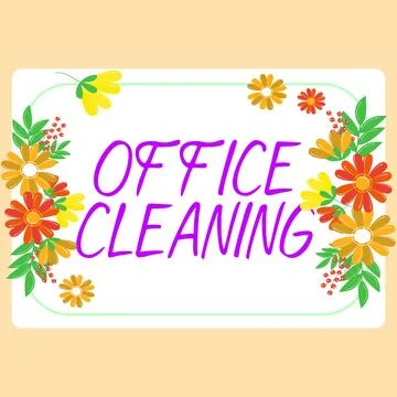 Text caption presenting Office Cleaning. Word for the action or process of 스톡 일러스트