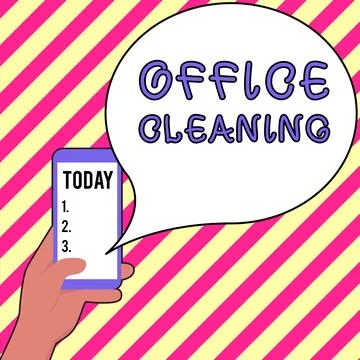 Text caption presenting Office Cleaning. Business overview the action or process Ilustración de archivo