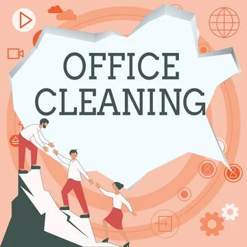 Text caption presenting Office Cleaning. Business concept the action or process Ilustración de archivo