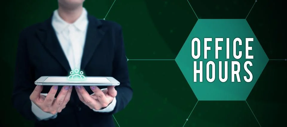 Text caption presenting Office Hours. Concept meaning The hours which business Stock Photos