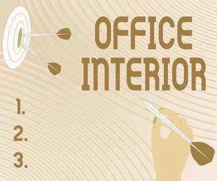 Text caption presenting Office Interior. Business overview making indoor spaces Ilustración de archivo