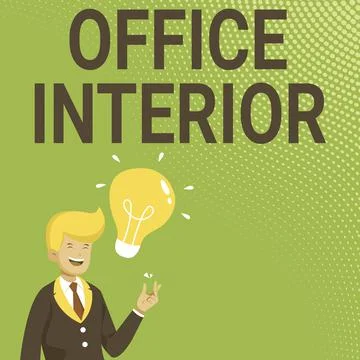 Text caption presenting Office Interior. Conceptual photo making indoor spaces Ilustración de archivo