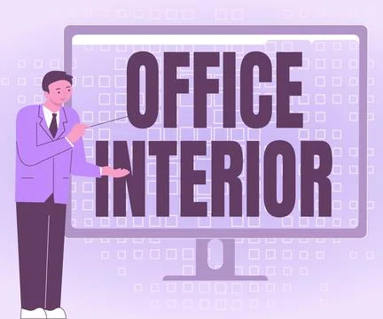 Text caption presenting Office Interior. Business showcase making indoor spaces Ilustración de archivo