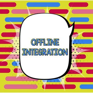 Text caption presenting Offline Integration. Internet Concept First Triad of Ilustración de archivo