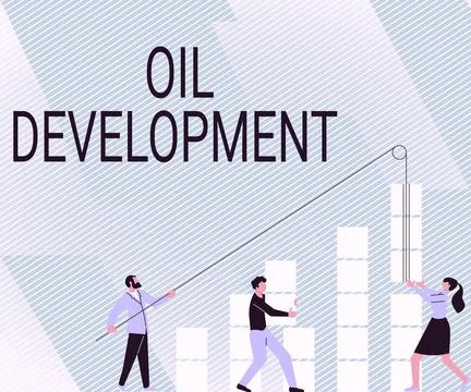 Text caption presenting Oil Development. Business concept act or process of Stock Illustration
