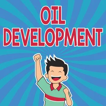 Text caption presenting Oil Development. Business idea act or process of Stock Illustration