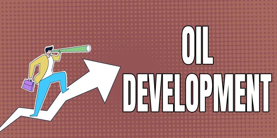 Text caption presenting Oil Development. Business overview act or process of イラスト素材