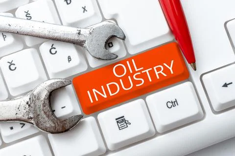 Text caption presenting Oil Industry. Internet Concept Exploration Extraction Stock Photos