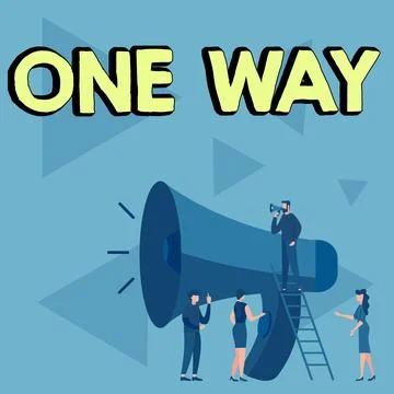 Text caption presenting One Way. Concept meaning Only direction Street sign Stock Illustration