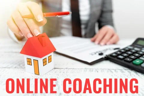 Text caption presenting Online Coaching. Conceptual photo Learning from online 写真素材