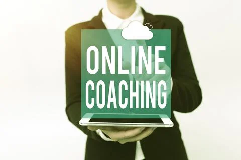 Text caption presenting Online Coaching. Business overview Learning from online Fotos de archivo