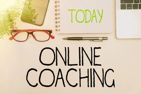 Text caption presenting Online Coaching. Internet Concept Learning from online Foto stock