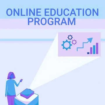Text caption presenting Online Education Program. Business idea Distance Stockillustratie