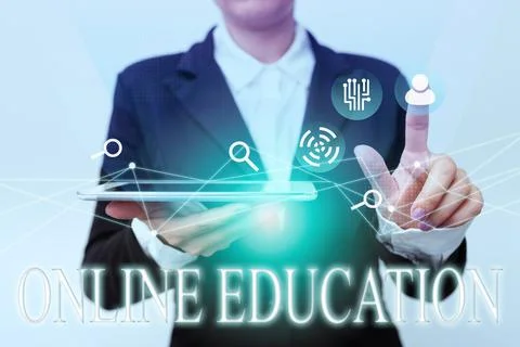 Text caption presenting Online Education. Word for study and ethical practice of Fotos de archivo