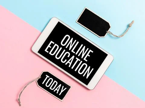 Text caption presenting Online Education. Word for study and ethical practice of 스톡 사진