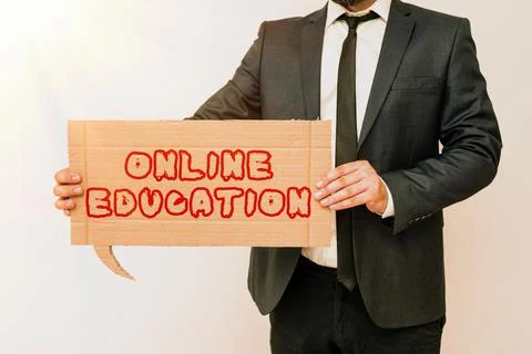 Text caption presenting Online Educationstudy and ethical practice of 写真素材