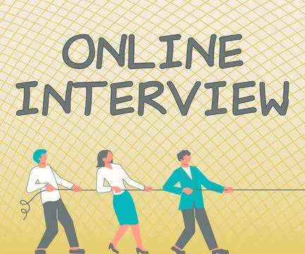Text caption presenting Online Interview. Business concept delivery of mental Stock Illustration