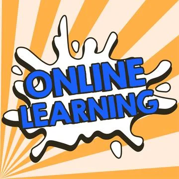 Text caption presenting Online Learning. Word Written on Larning with the Illustrazione stock