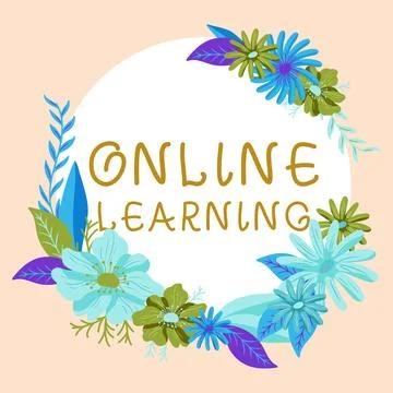 Text caption presenting Online Learning. Internet Concept Larning with the Illustrazione stock