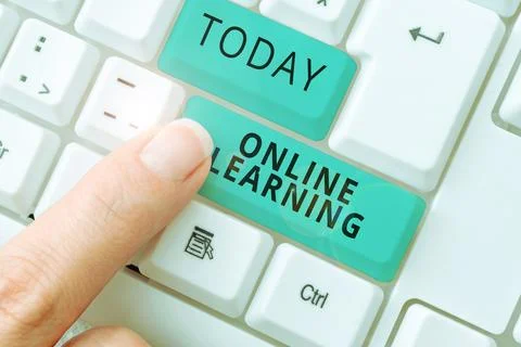 Text caption presenting Online Learning. Business overview Larning with the Fotos de archivo