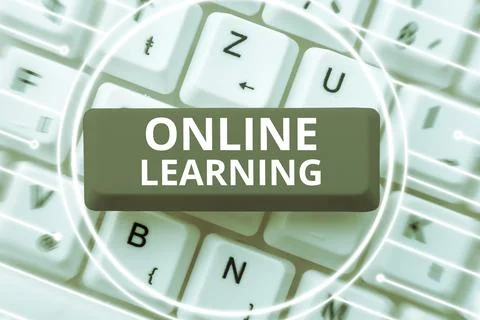 Text caption presenting Online Learning. Business concept Larning with the Stockfoto's