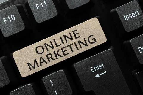 Text caption presenting Online Marketing. Word for software that supports a Stock Photos