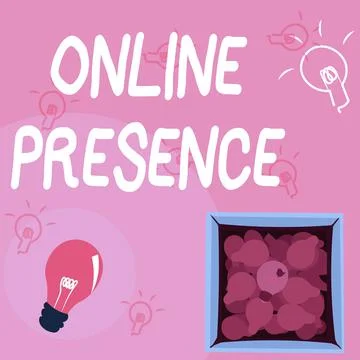 Text caption presenting Online Presence. Word for existence of someone that can Stock Illustration