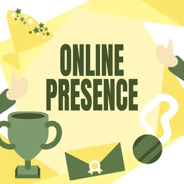 Text caption presenting Online Presence. Business overview existence of someone Stock Illustration