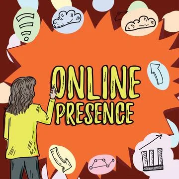Text caption presenting Online Presence. Internet Concept existence of someone Stock Illustration