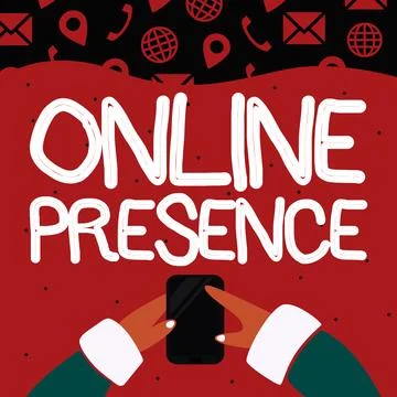 Text caption presenting Online Presence. Business idea existence of someone that Stock Illustration