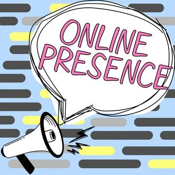 Text caption presenting Online Presence. Business overview existence of someone イラスト素材